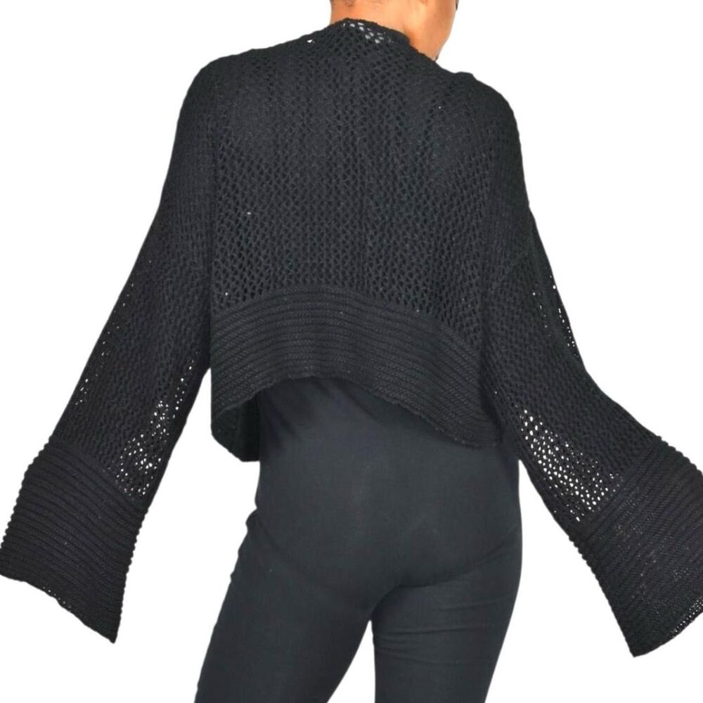 Anthropologie Flare Bell Sleeve Whimsygoth One Size Black Crochet Cardigan top